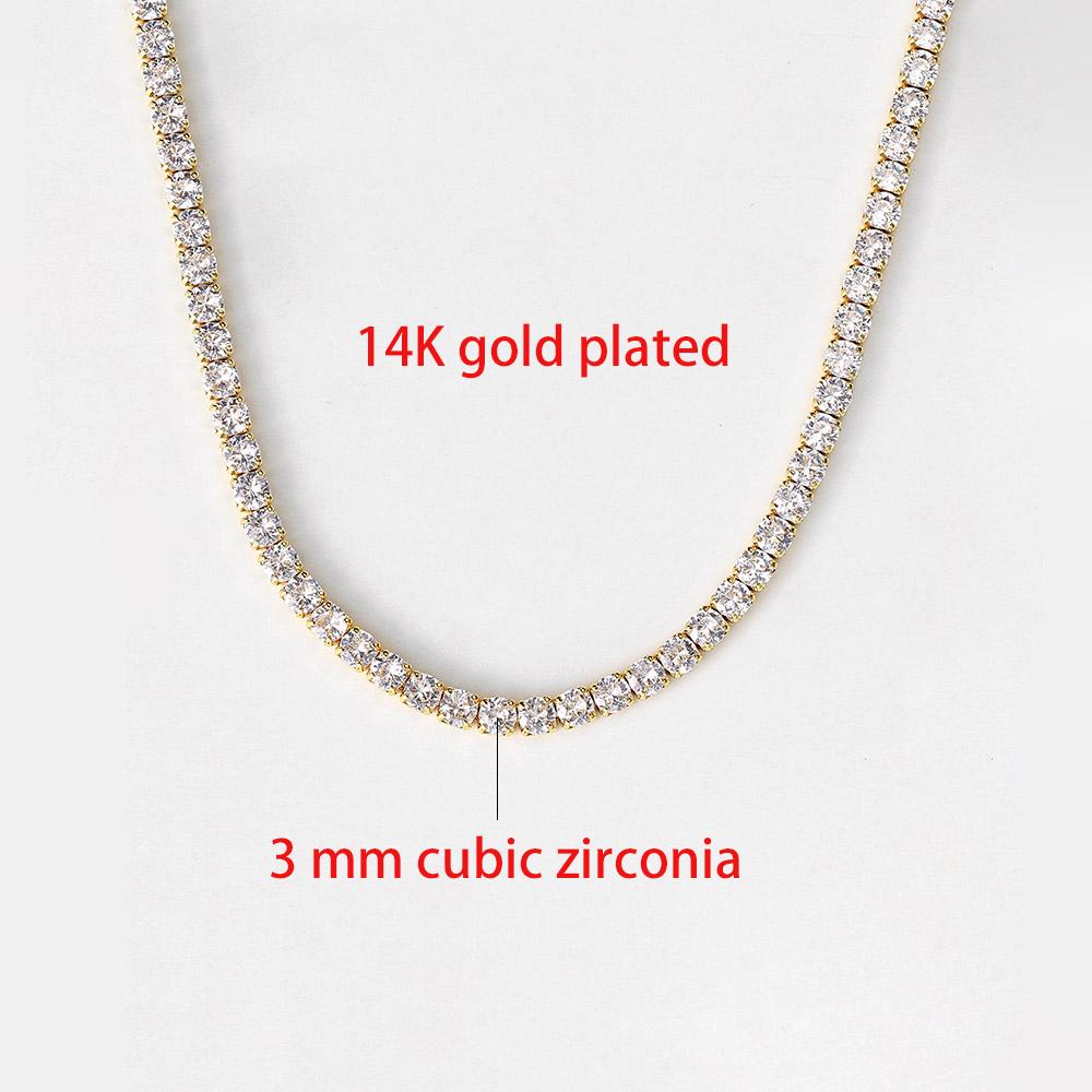 

Tennis Choker Necklaces Women HipHop Iced Out AAA+ Cubic Zirconia Gold Color Crystal Chain Female Jewelry on The Neck OHN099 chain lenght 33cm