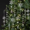 18 Pcs Crystal Christmas Ornaments for Tree Clear Acrylic Snowflake Icicle Hanging Ornaments with Drop Pendants for Winter Wonderland Chandelier