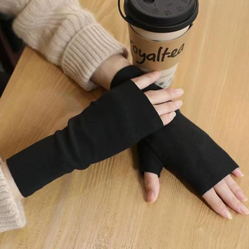 1Pair Autumn Winter Warm Soft Velvet Half Finger Gloves For Women Soft Skin Suitable For Daily Office Writing Wrist Protection