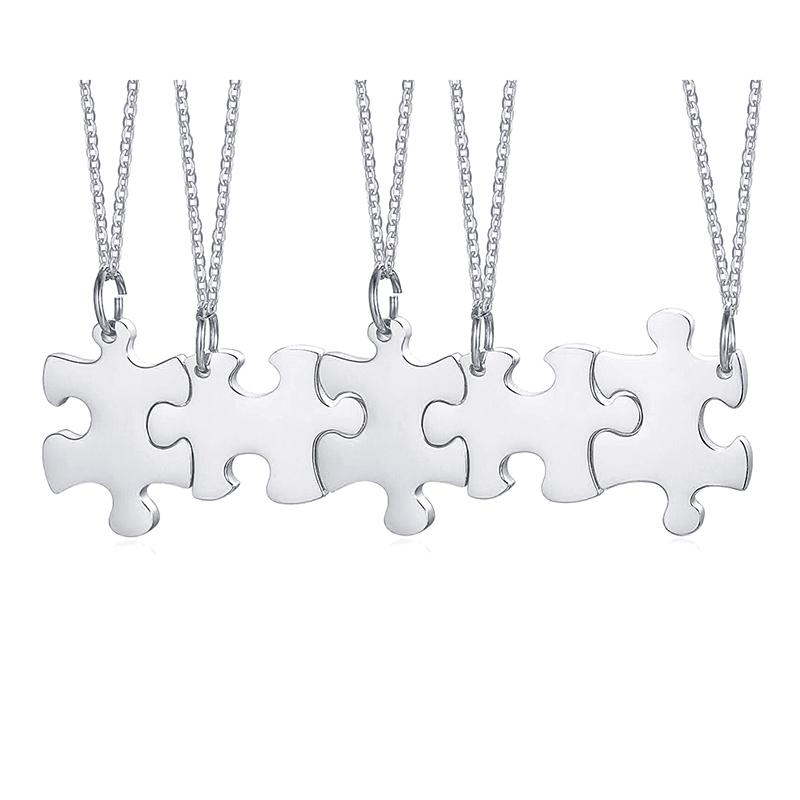 Personalized Puzzle Necklace Friendship Customized Pendant 2/3/4/5 Pieces Best Friends BFF Stainless Steel Bridesmaid Gift