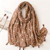 Women Spain Fashion Viscose Scarf Lovely Sunflower Tassel Shawl Wrap Neck Pashmina Stole Winter Foulard Bufandas Muslim Hijab