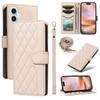 For iPhone 16 Plus Case Wallet Rhombus Leather Handbag Phone Cover with Shoulder Lanyard