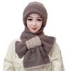 Double-spell Knitted Versatile Squirrel Fleece Scarf Integrated Snow Cap Plush Wool Cap Buckle Ear Protector Knitted Cap