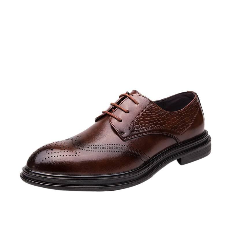 Leather shoes men's 26 autumn and winter men's Brock engraved men's shoes retro