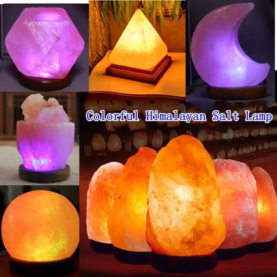 Renkli Himalaya Kristal Taşı Doğal Tuz Lambası USB LED Gece Lambası Masa Lav Lambası Yatak Odası Komodini Banyo Ev Dekorasyonu İçin
