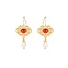 Chinese Retro Elegant Red Pendant Fan Earrings