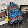 Backpack Men's Graffiti Backpack Senior High School Student Schoolbag