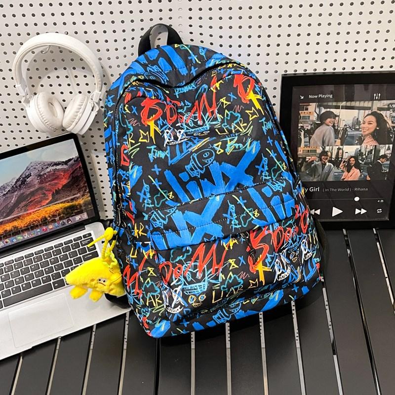 Backpack Men's Graffiti Backpack Senior High School Student Schoolbag