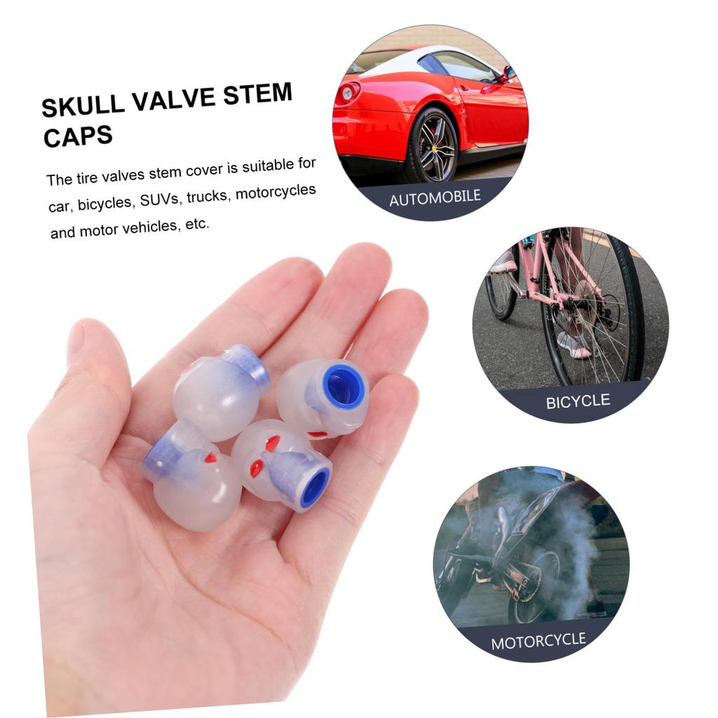 Anneome 4 Pcs Light Up Tire Pneumatic Caps Dust Caps Car Truck Motorcycle Skull Design