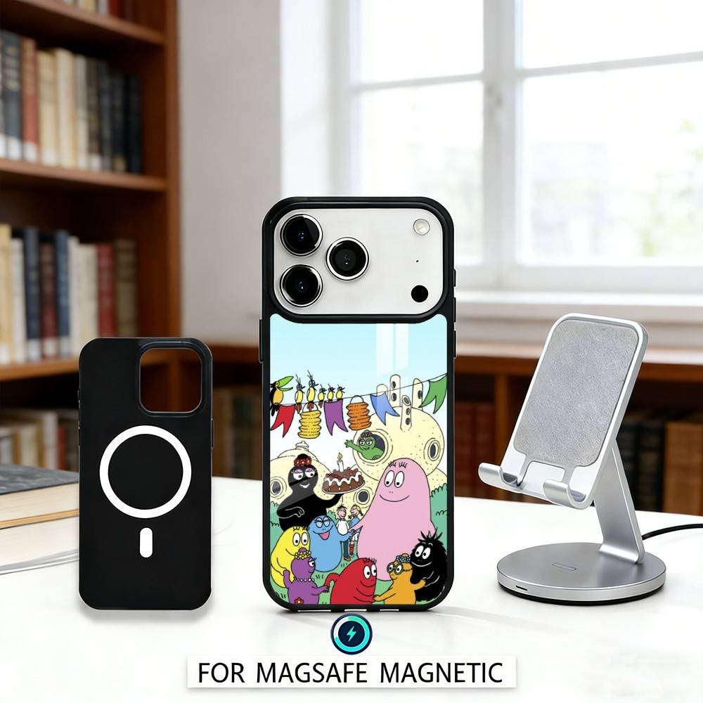 A-Adorable B-Barbapapa Cartoon Phone Case Magnetic For iPhone17 16 15 14 13 12 Pro Max For Magsafe Wireless Charging Cover
