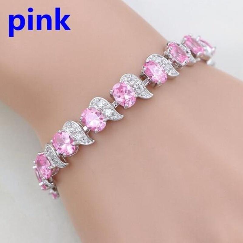 1 pz Casual Mystic Sky Blue Cubic Zirconia White Cubic Zirconia Charm Bracciali per le donne Braccialetto alla moda
