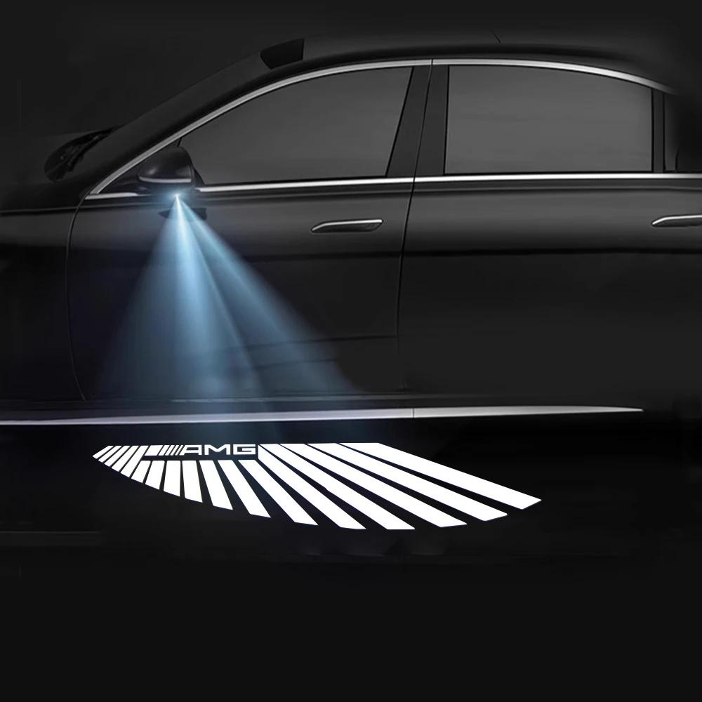 2025 Hot For Benz 2PCS LED Angel Wings Car Atmosphere Welcome Light Auto Projector Rearview Mirror Carpet Lamp for Mercedes Benz