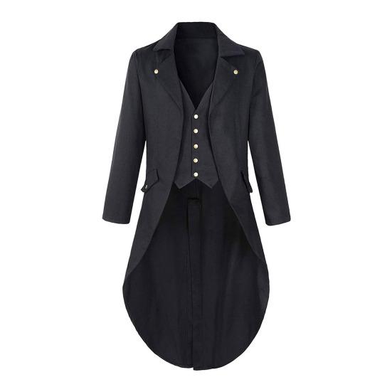 Slim-Fit Tuxedo Jacket Lapel Long-Sleeved Retro Dress Jacket Medieval Style Suit Jacket Festive Parties Wear
