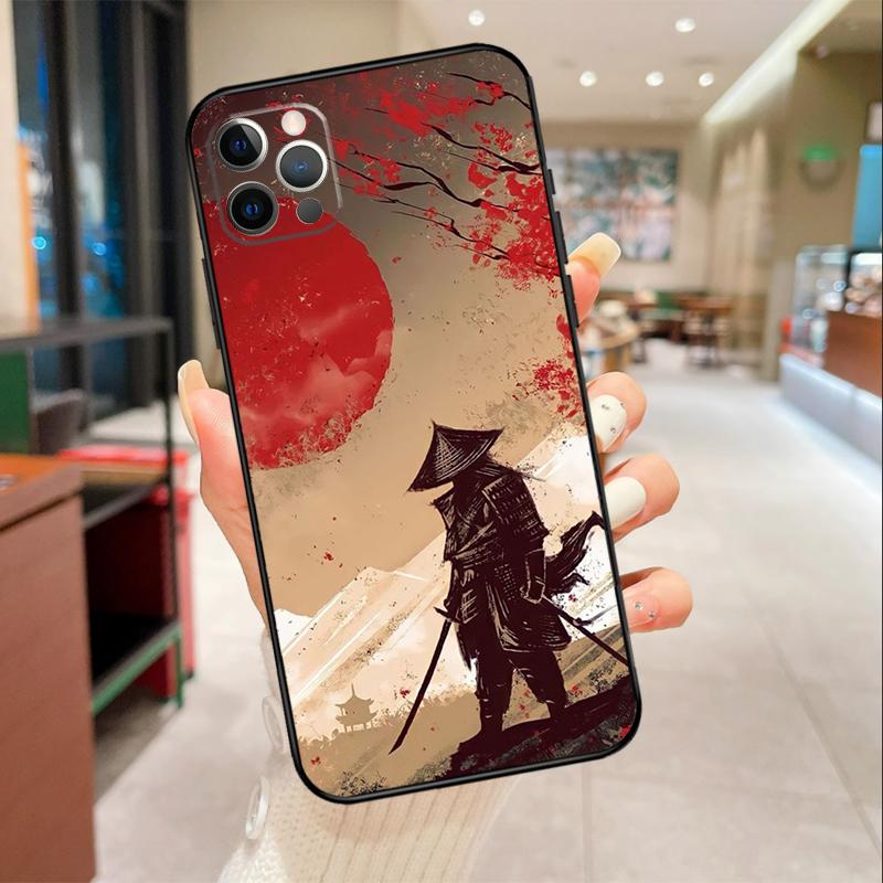 Japan Ninja Samurai Red Sun Phone Case For iPhone 17 Air 16 14 13 11 15 Pro Max mini 15 16 Plus 16e Protective Cover