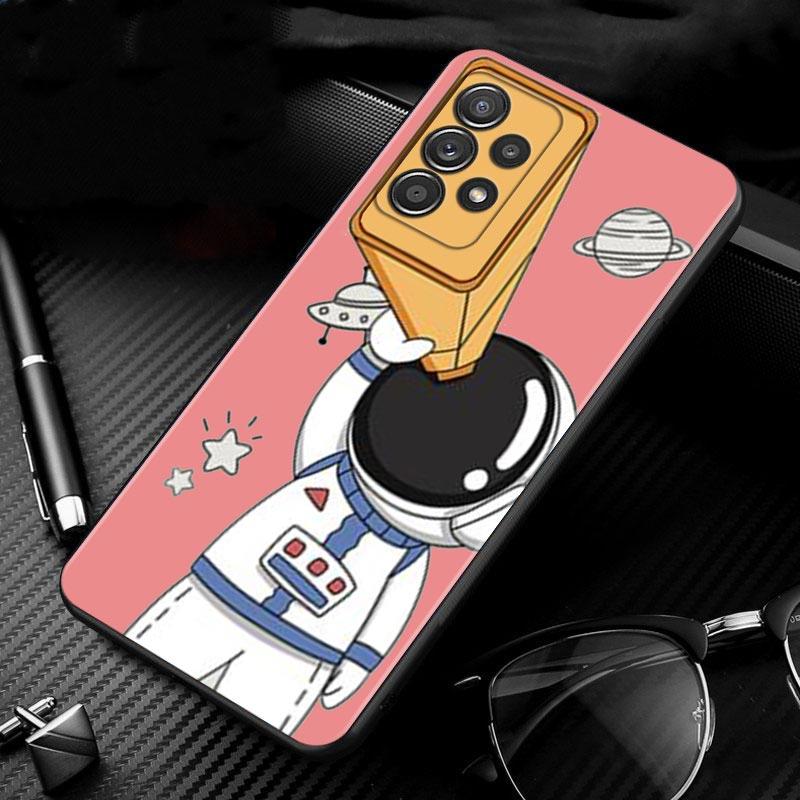 Niedlichen Cartoon Astronaut Hand Fall Für Samsung Galaxy A51 A71 A01 A11 A21 A21s A31 A41 A72 A52 A42 A32 A22 a12 A02 A02s F42 Shell