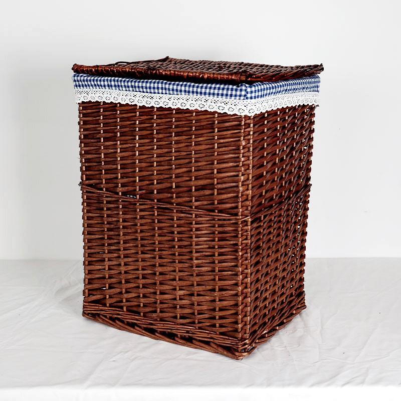 Woven Laundry Hamper With Lid Rectangular Storage Basket Bedroom Bathroom Modern Minimalist Home Organization