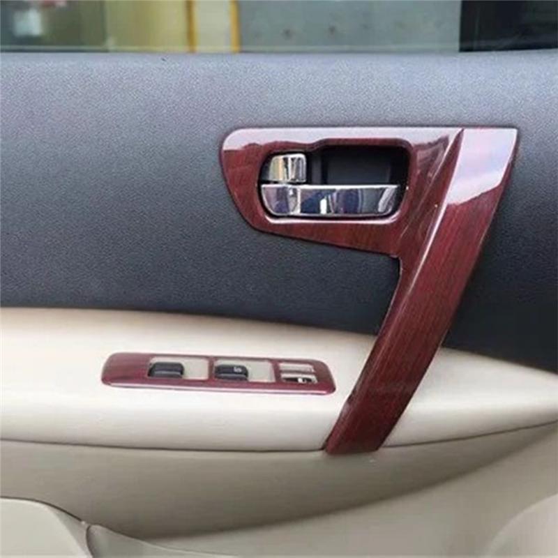 ABS Door Inner Handle Armrest Handrail Frame Car Lamp Panel Bowl For Nissan Qashqai J10 2008-2015 Wood Grain