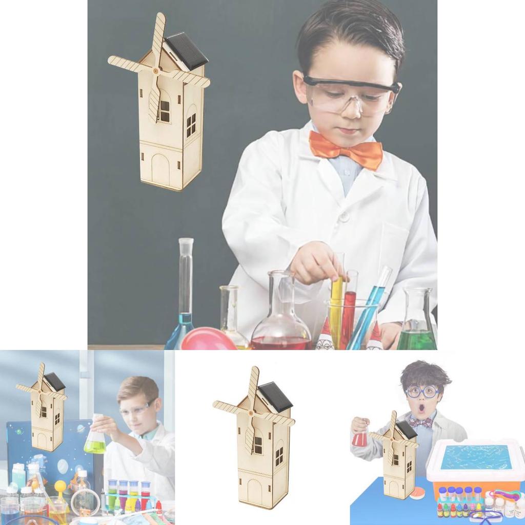 Solar Powered Windmill Diy Wooden House Kit For Kids 7-14 Years Old Customizable Educational Toy
