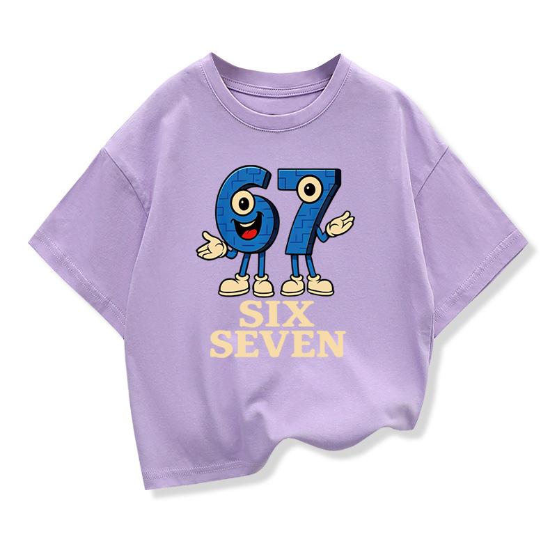Summer Fashion 67 Boys and Girls Fun Number Print Short Sleeve T-Shirt Top