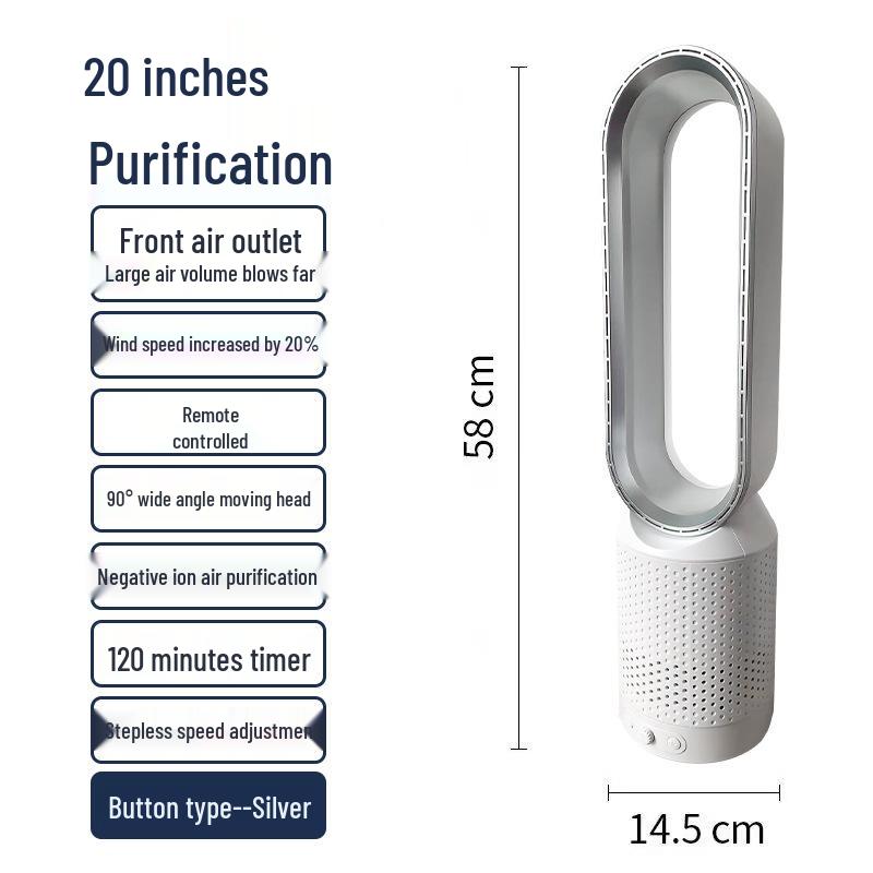 

20-Inch Bladeless Tower Fan: Silent, Dual-Use for Hot and Cold, Air Purifying Desktop Fan EU Standard (220V)