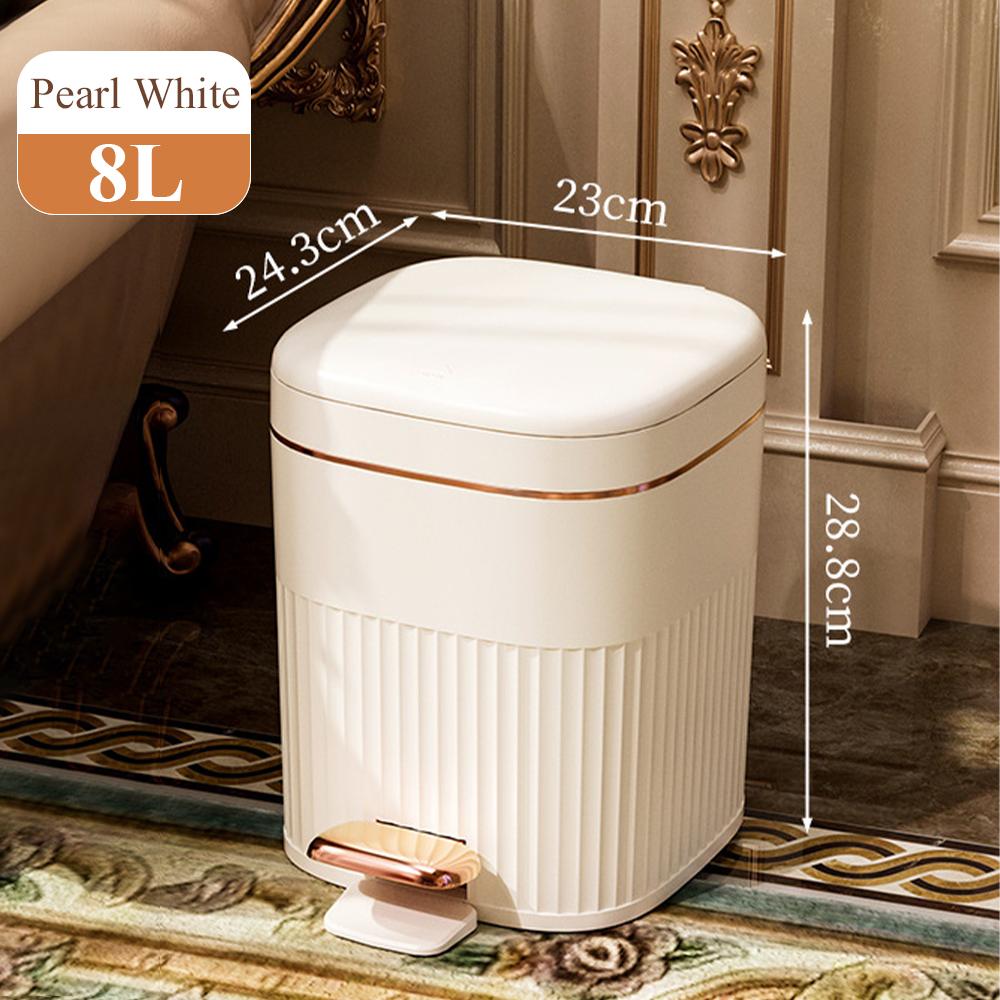 

8л/10л Розкішне сміттєве відро для кухонь з педальною кришкою, водонепроникний кошик для сміття для ванної кімнати, сміттєвий бак великої місткості