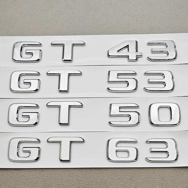 3D ABS Chromowane Litery Logo Samochodowe GT43 GT50 GT53 GT63 Odznaka Emblemat Naklejka Dla Mercedes Benz AMG Seria GT Akcesoria do Oznaczania Tyłu