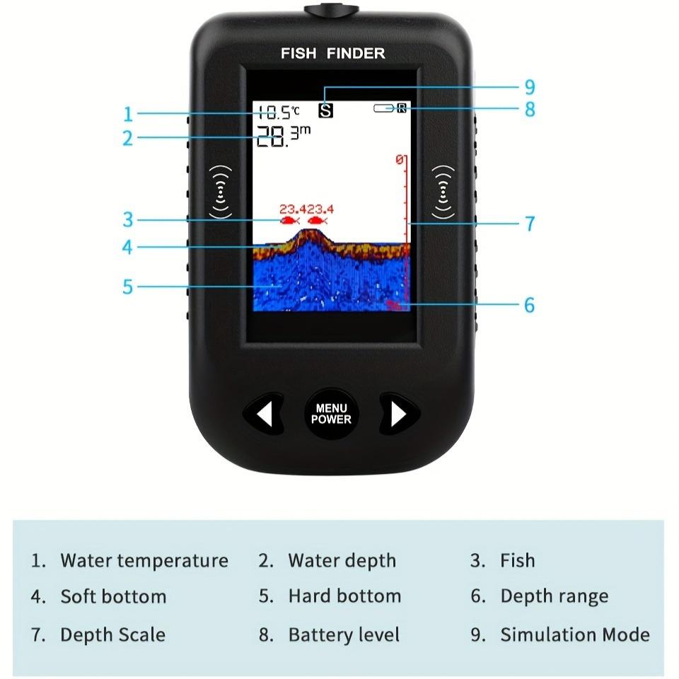 Portable Fish Finder Fishing Sonar Sounder High Quality Color HD screen Wired Alarm Transducer Fishfinder Fishing Echo Sounder