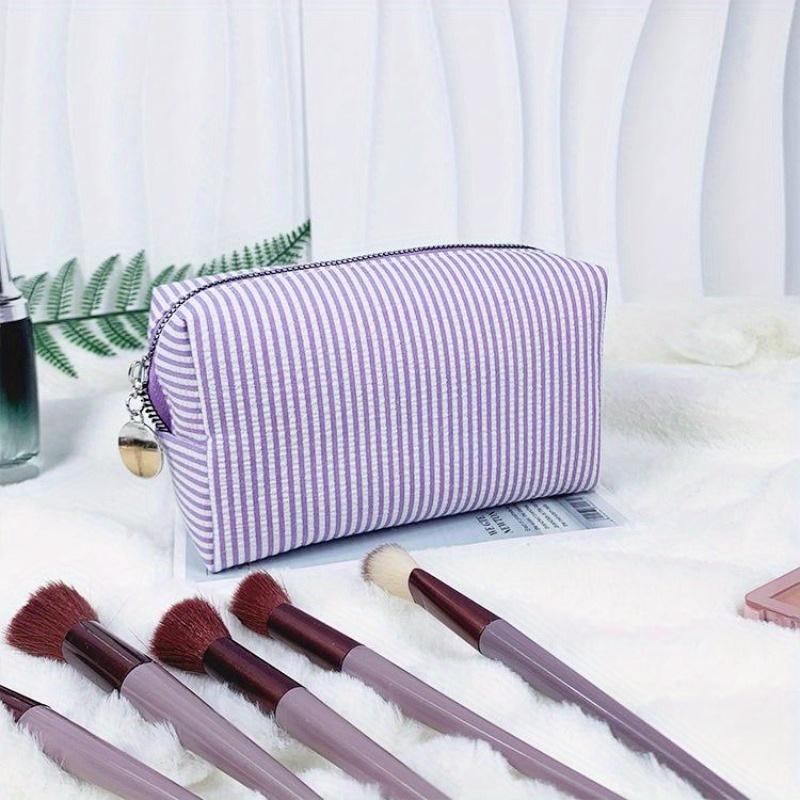 Fashion Women Ruffle Cosmetic Bags Striped Storage Make Up Bags for Women Lady with Zipper Travel Bag Makeup Bag