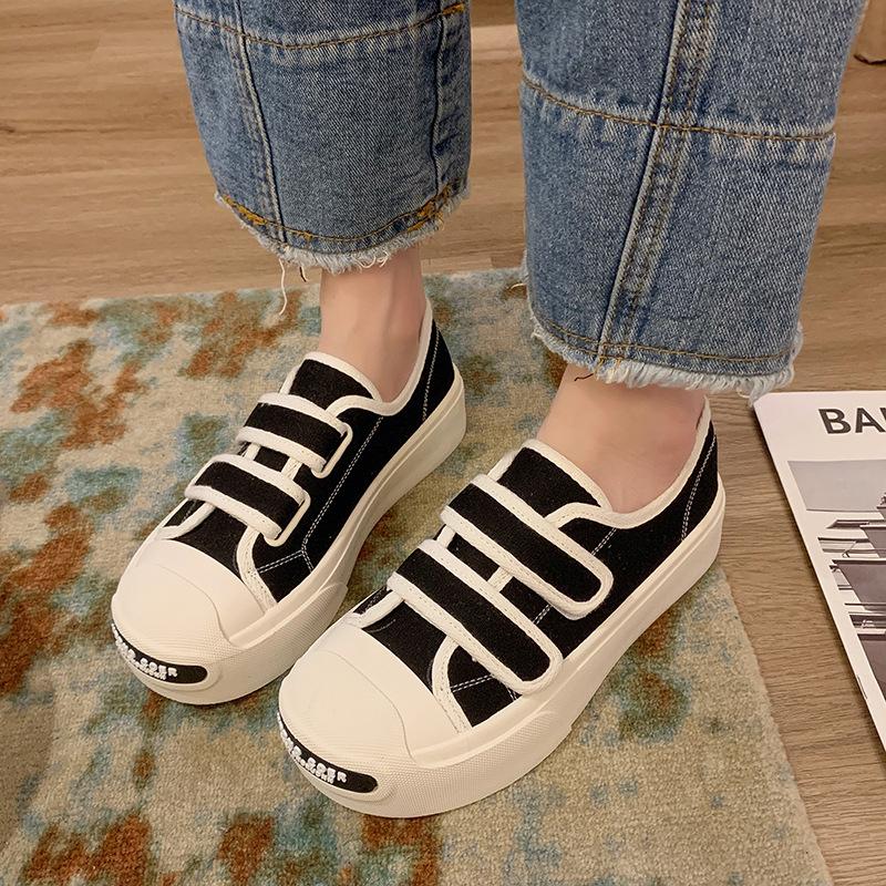 Minority Velcro Canvas Shoes Women's  Spring Korean Version of The New Casual All-match Thick-soled Sports Shoes Trend