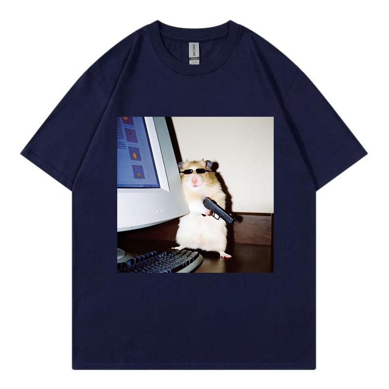 Funny Cyber Hamster Meme Graphic T Shirts Unisex Unisex Casual Fashion Oversized TShirt Summer Cotton Loose Short Sleeve TShirts