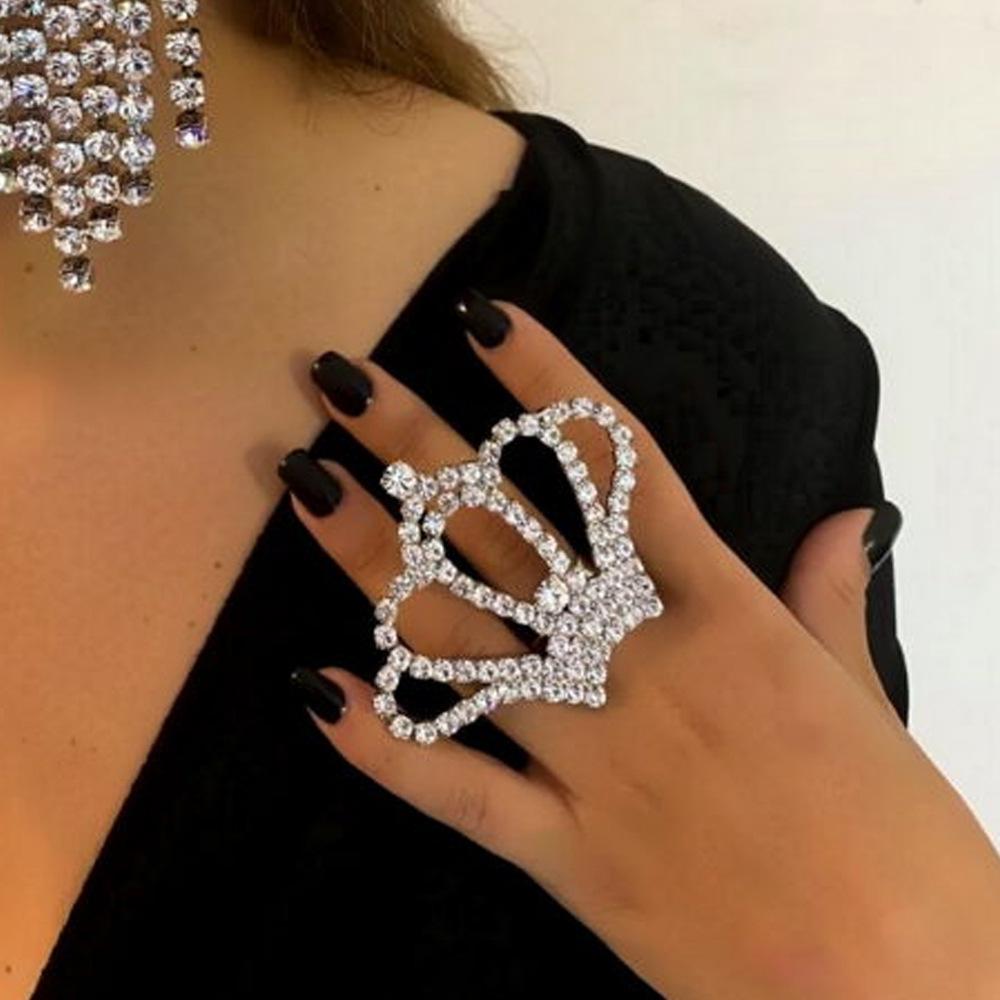 

Кольцо с бриллиантом в виде короны, европейское и американское роскошное кольцо со стразами на палец, может регулировать аксессуары