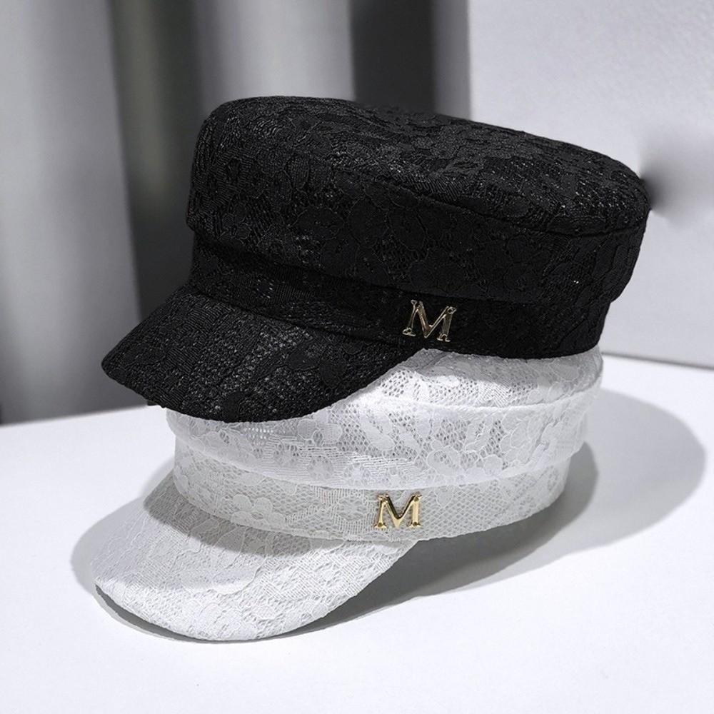 Fashion Lace Women'S Lace Beret Cap Vintage Sun Protection Baker Boy Cap Breathable Mesh Sailor Beret Cap Women