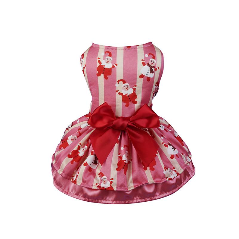 

1 шт. Одежда для маленькой собаки, Платья для собаки с принтом рождественской елки, Платье принцессы Санта-Клауса, Нарядный полиэстер с бантом, Рождественский косплей, Лось L