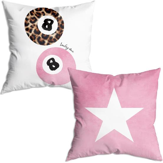 Trendy Funky Cheetah Pink Y2K Luck 8 Ball Pillow Covers 18x18 Set of 2,Cheetah Leopard Lover Gifts for Women,Coquette Preppy Pillow Covers for Girls
