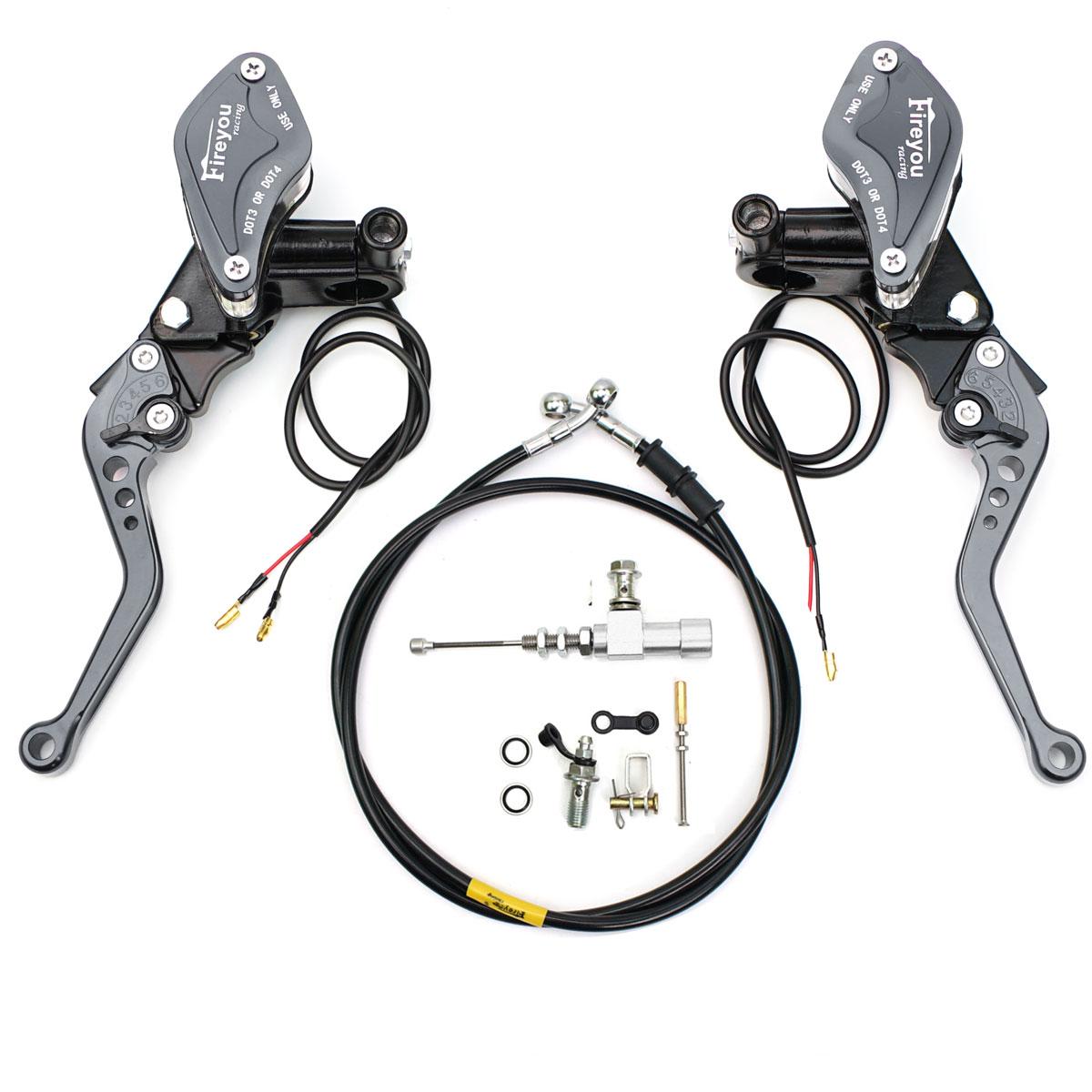 

Universal 7/8 Motorcycle Hydraulic Clutch Kit Brake Master Cylinder Reservoir Oil Hose Brake Levers Kit For Moto Brake Clutch Kit for Silver