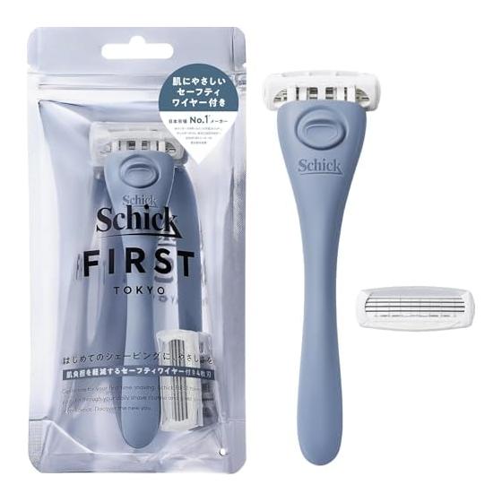 Schick Schick First Shaving Holder (with blade + 1 replacement blade) Denim Indigo Shaving Razor