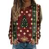 Women's Fashion Casual Long Sleeve Christmas Printed Neck Sweatshirt Top