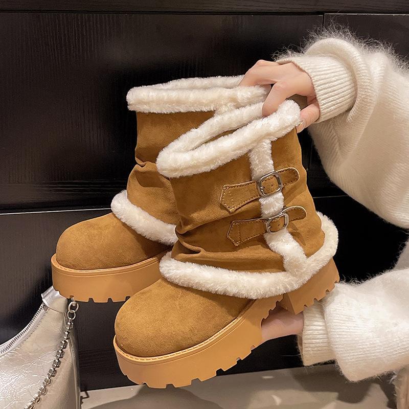 

Northeast heightening warm thick-soled snow boots women s 2025 new winter explosion retro velvet thickened cotton shoes 40 верблюд