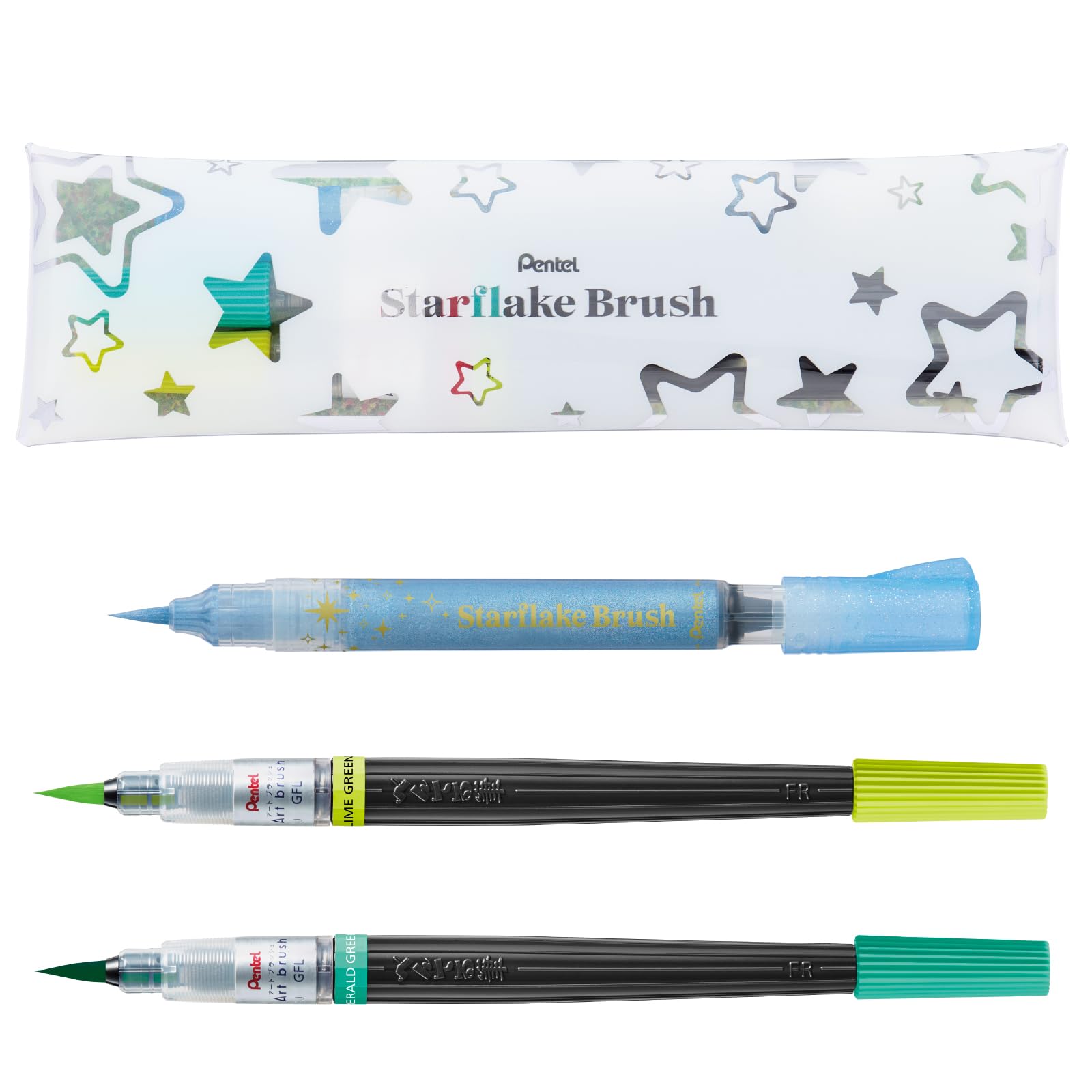 

Pentel Starflake Brush Pen Лимитированный набор художественных кистей Лайм Изумруд (Синий, Зеленый, Зеленый) GFH-SAST1