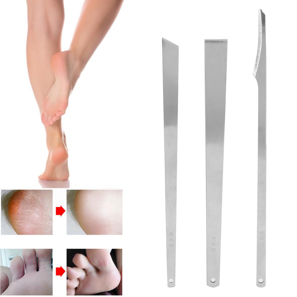 3pcs Pedicure Knife Set Blade Knife Scraper Knife Cuticle Remover Steel Toenail Correction Tools