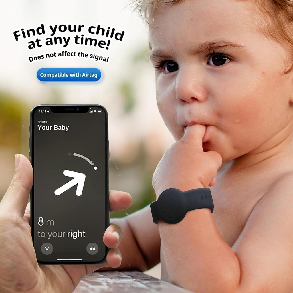 for AirTag Bracelet for Kids, Waterproof Cute Print for Air tag Holder for Kids with Soft Silicone Full Coverage Anti-Lost Hidden for Airtag