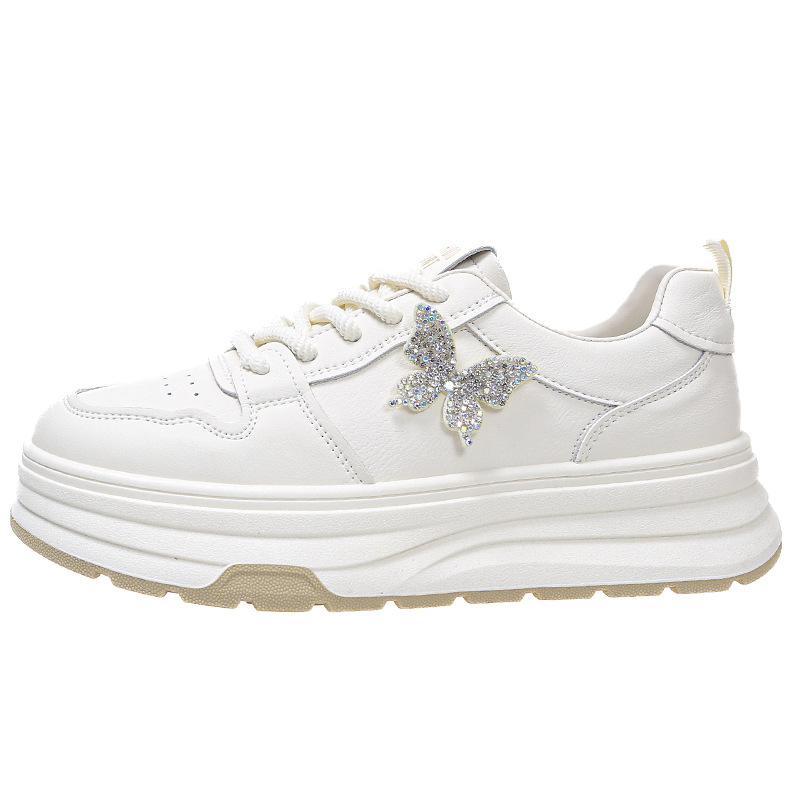 Summer Breathable Thin Shoes Women's Leather Little White Shoes Spring and Autumn New Thick-soled Heightening Casual Sports Shoes