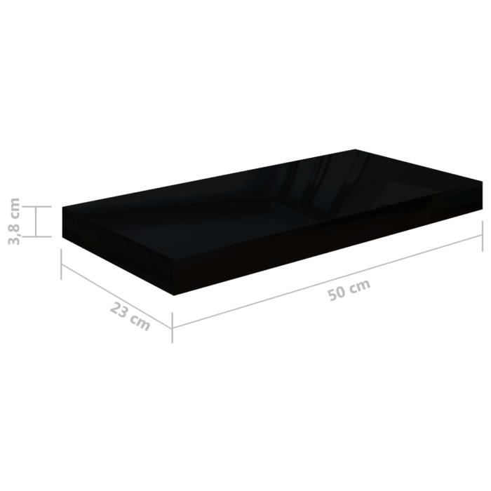 VidaXL Étagère murale flottante 2 pcs Noir brillant 50x23x3,8 cm MDF