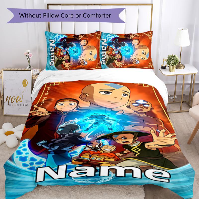 3pcs Custom Name Avatar The Last Airbender Bedding Set Duvet Cover Closure Includes 1 Duvet Cover & 2 Pillowcases for All Seasons Bedroom Decor