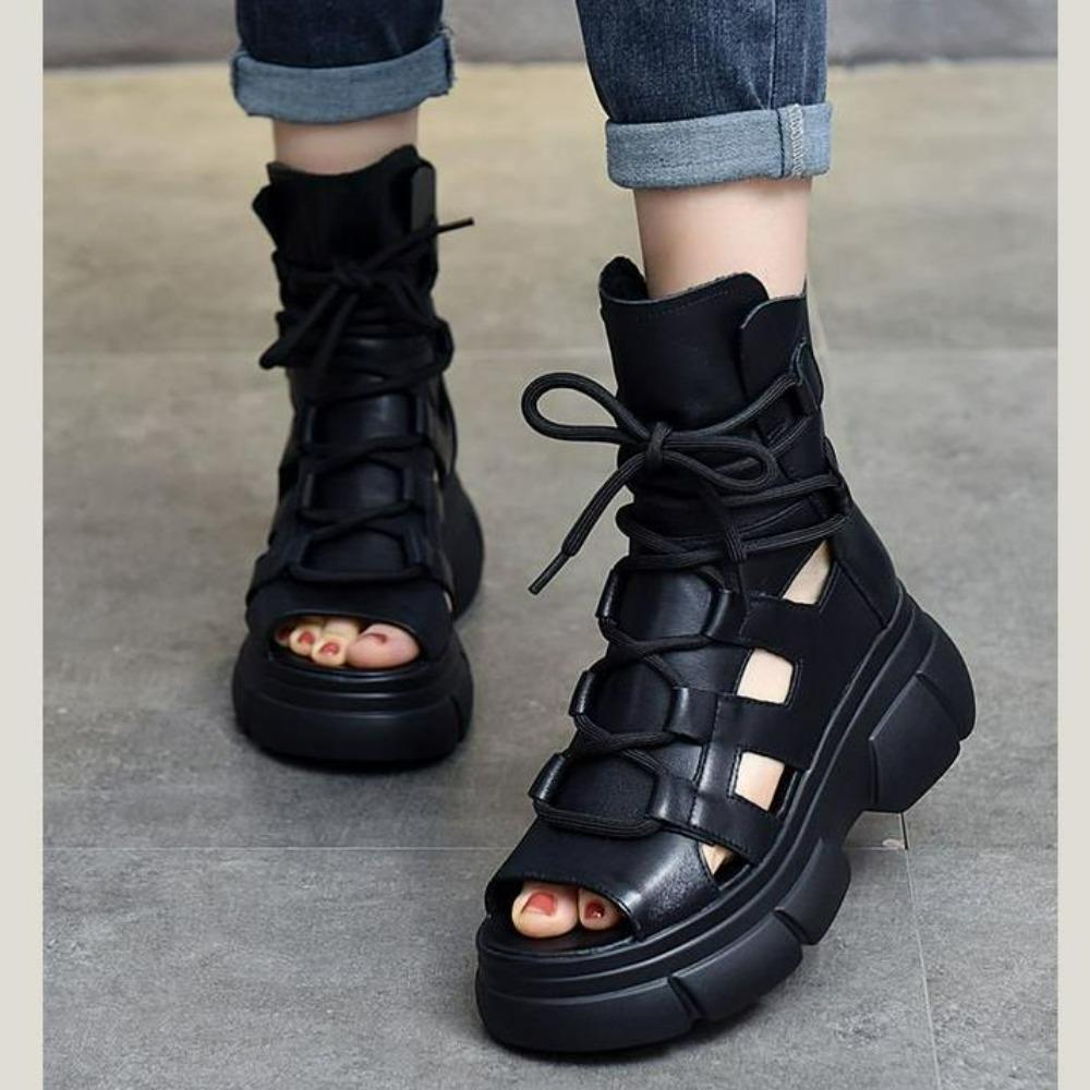 Fashion New Summer Hollowed-out Breathable Thin Roman Sandals Women High-heeled Platform Sandals Wedge Platform Gladiator Shoes