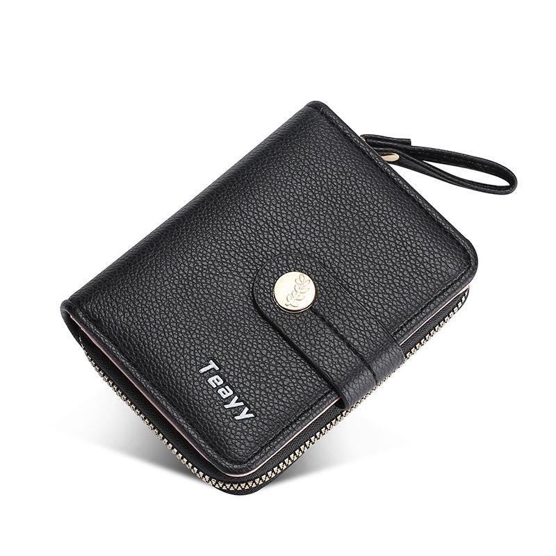 IELGY Women's Short Wallet with High-end Buckle and Multiple Card Slots Zipper