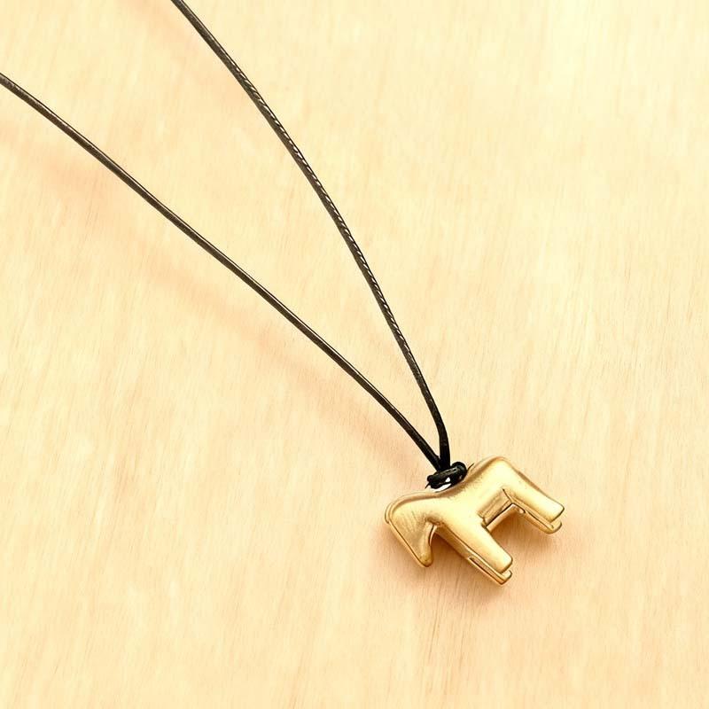 Exaggeration Stereoscopic Metal Small Horse Pendant Necklace for Women Simple Adjustable Long Sweater Chain Fashion Jewerly Gift