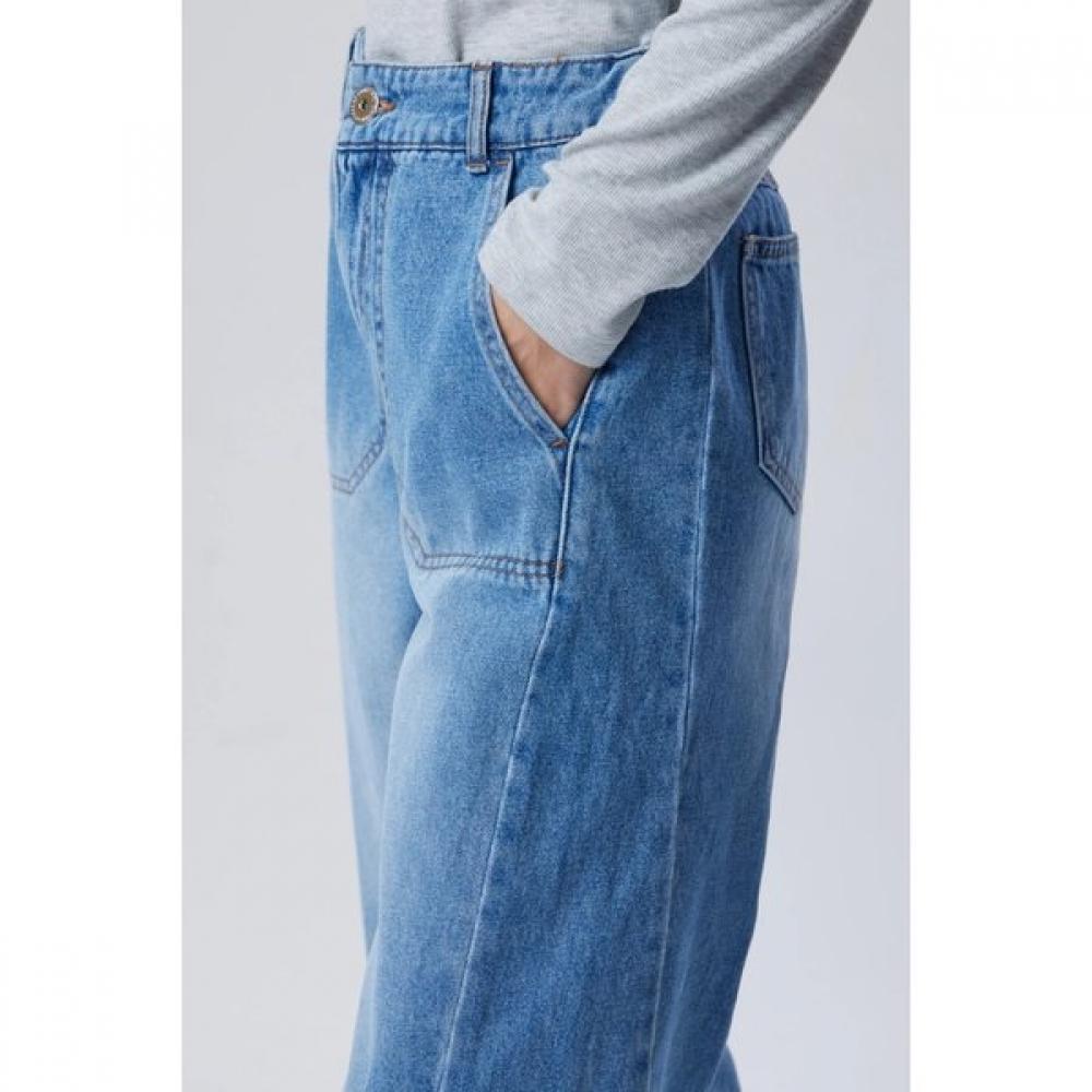 Benetton Wide Denim Pants Diagonal Cut Badp13611