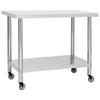 Stainless Steel Kitchen Work Table with Casters 100 x 60 x 85 cm