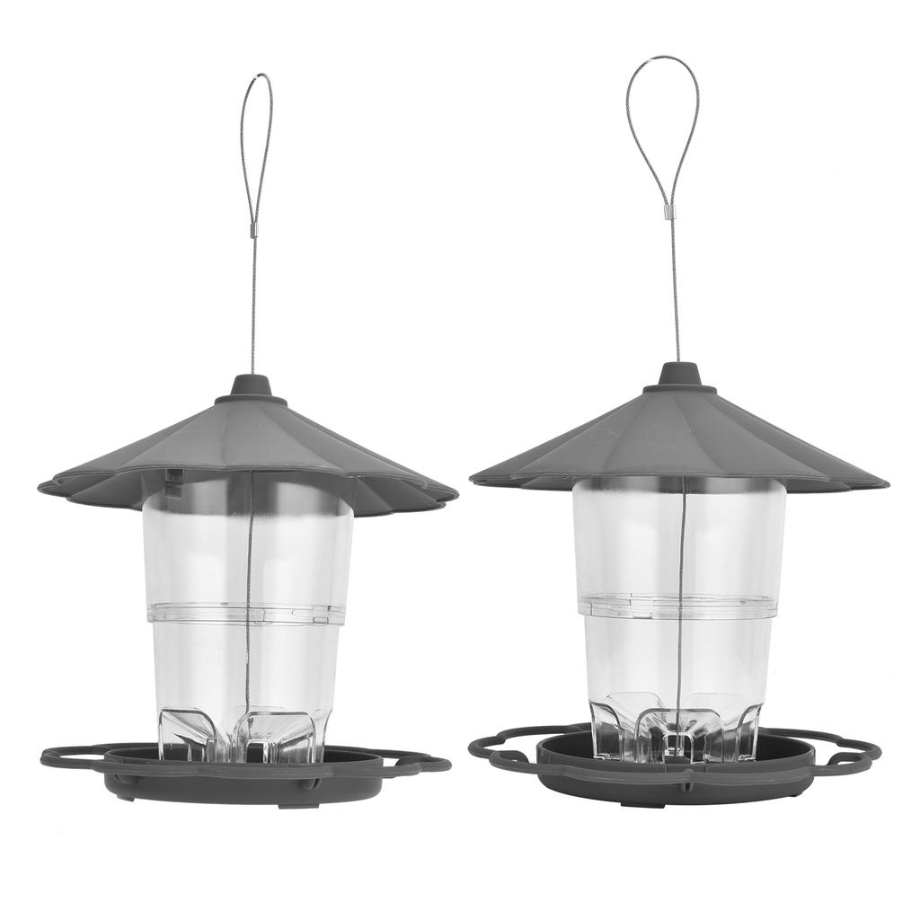 Gjennomsiktig hengende fuglemater paviljongformet fuglemater med tak for hage gårdsplass